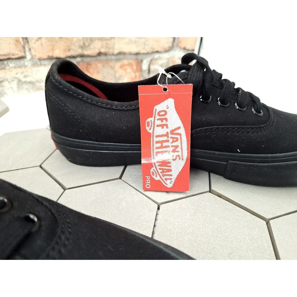 Vans Authentic Pro Triple Black Skateboard‎ Shoes Men 6.5 / Women 8 2010s Rare